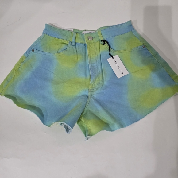 WeWoreWhat Multi Color Denim Flare Bell High-Waist Shorts - 27 - Picture 2 of 3